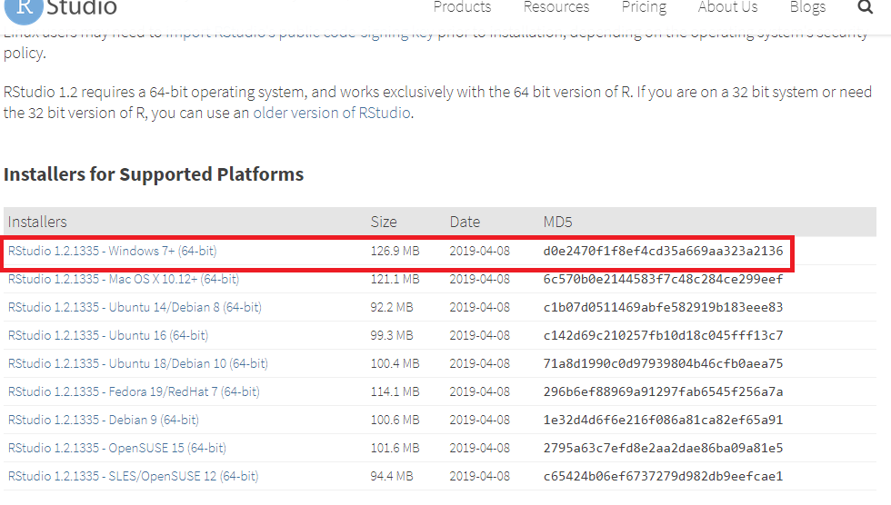 \label{fig:rswindows2}Link para download do RStudio