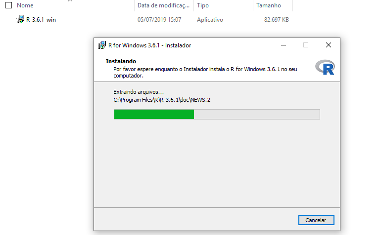 \label{fig:windows10}Instalação do R