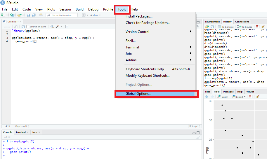 \label{fig:rstudio2} Ferramentas de aparência do RStudio